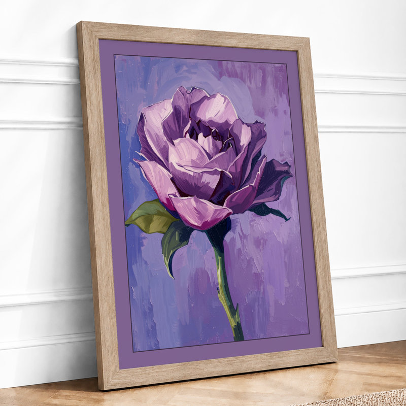 Mauve Rose Study Botanical - Framed Print, A1 - 84.1 x 59.4 cm, Oak
