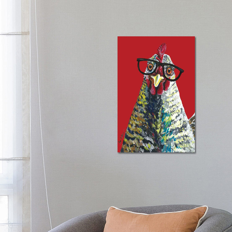 Chicken Willimina Glasses - Wrapped Canvas Painting, 66.04 cm H x 45.72 cm W x 3.175 cm D