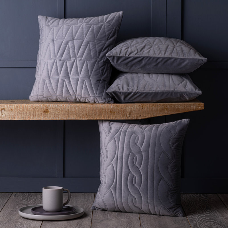 Honaker Geometric Square Cushion Cover, Grey/Grey