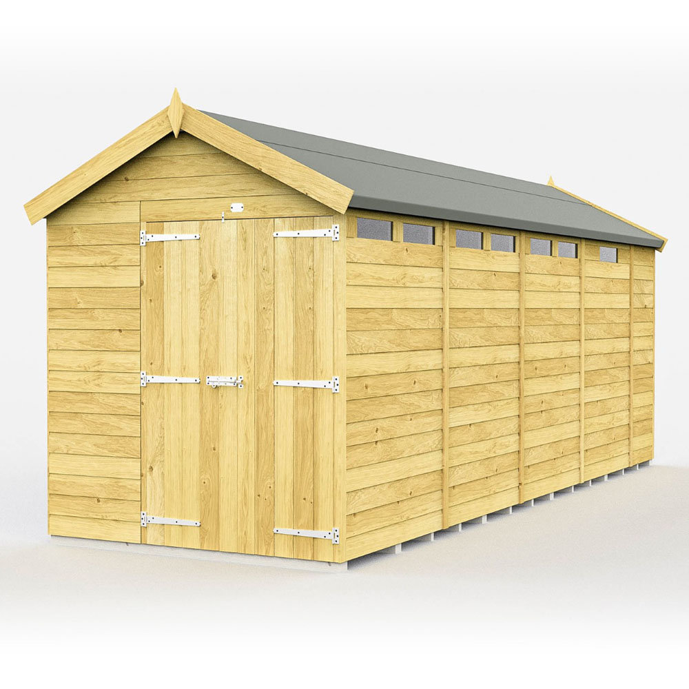 7ft x 17ft Apex Security Shed - Double Door