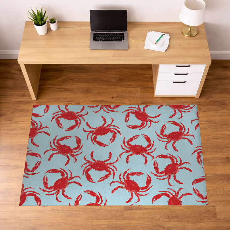 Tapis de bureau léger antidérapant Crabby, Bleu, L 84 po x P 60 po