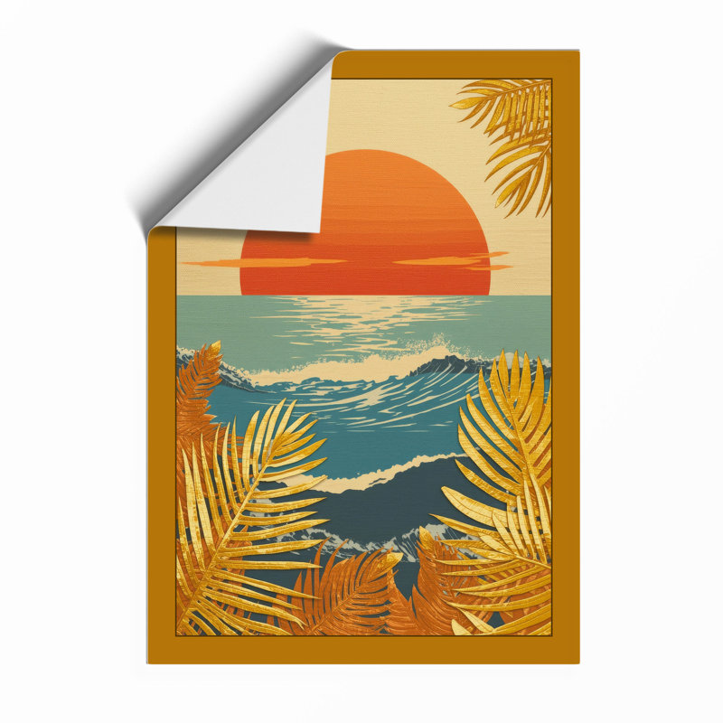 Tropical Paradise At Dusk Vintage - Print, Unframed, A4 - 29.7 x 21.0 cm