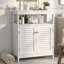 Armoire de salle de bain autoportante, armoire de rangement au sol, armoire de rangement de salle de bain blanche avec portes à volets amovibles