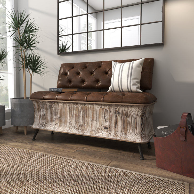 Angeles Faux Leather Upholstered Storage Bench