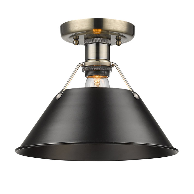 Weatherford Flush Mount, Aged Brass, Matte Black