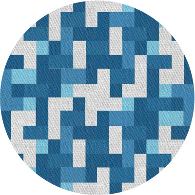 Tapis bleu/bleu/blanc à motifs