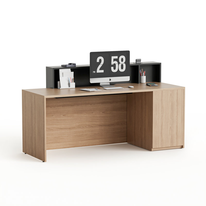 72" Minimalist Fluted Reception Desk – Sleek Professional Counter, 39.26" H x 72" W x 29.13" D