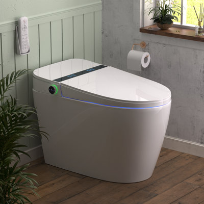 BCANHOME Smart Toilet with Massage Bidet, Auto Open Lid/Seat, 1.28 Gallons Auto Dual Flush, Heat Seat, Warm Wash/Dryer, Soft Closing, Remote Control