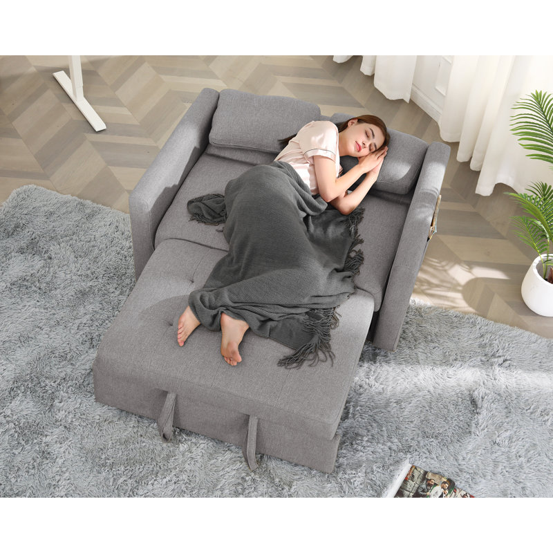 Canapé-lit inclinable de 48,8 po de largeur, Gris