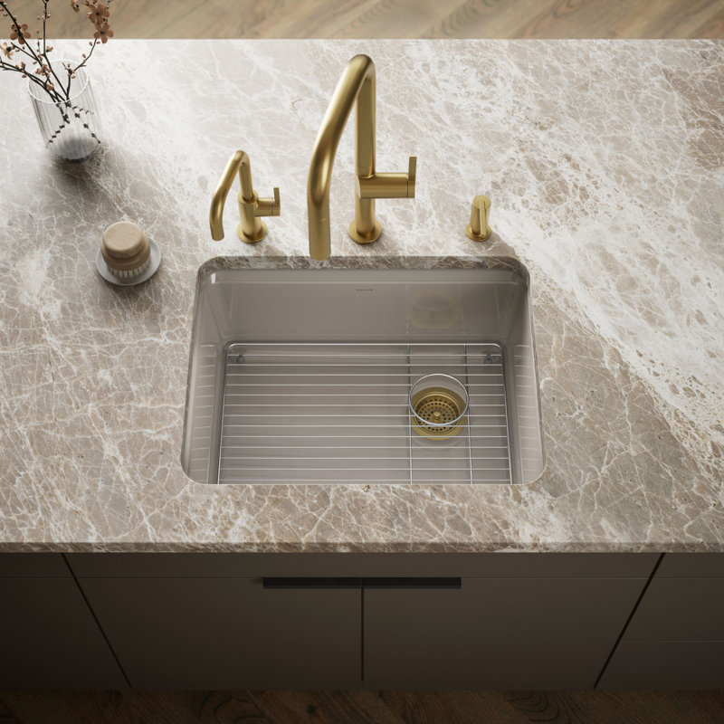 Riverby 25" x 22" x 9.526" Undermount Kitchen Sink, Truffle