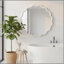 Miroir décoratif rond blanc en bois massif ondulé de 24 pouces, pour chambre à coucher, salle de bain, salon, entrée-129582924-129582925-129582930