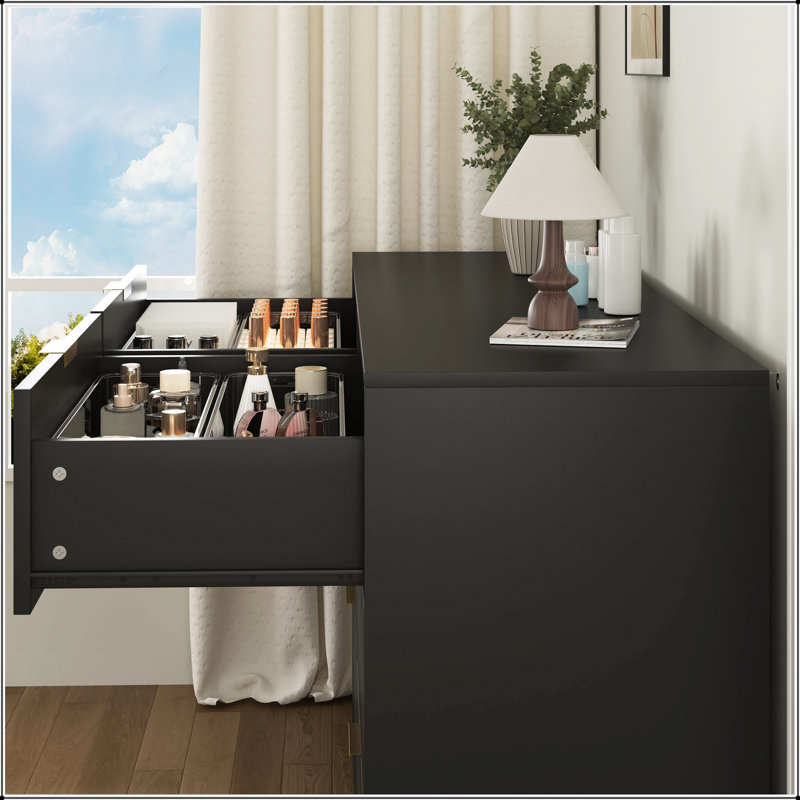 Commode à 6 tiroirs, commode pour chambre à coucher, salon, couloir et vestibule Simply Modern, Noir