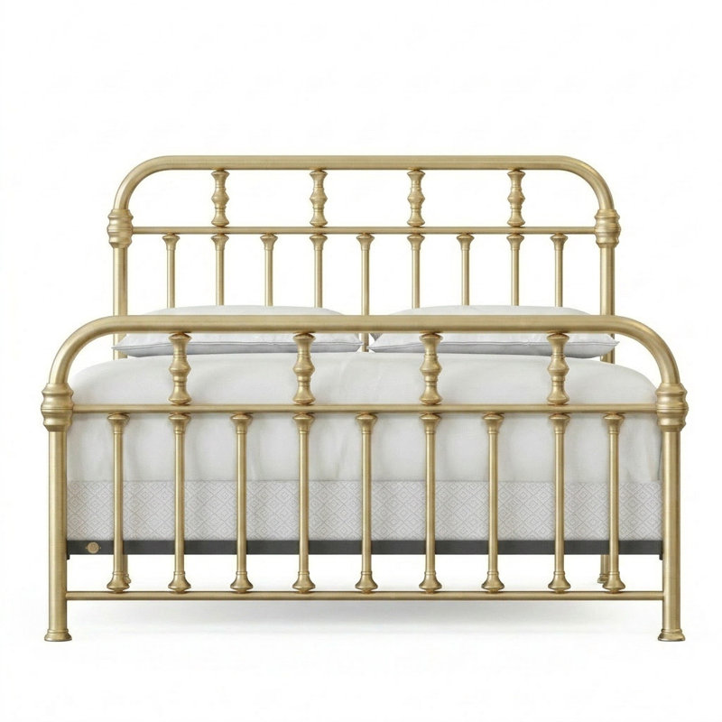 Lit en laiton Custom Couture, King, Brushed Brass Lacquered