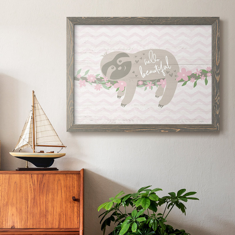 Floral Sloth, reproduction d'art sur toile, Gris, H 26 po x l 38 po x P 1,5 po