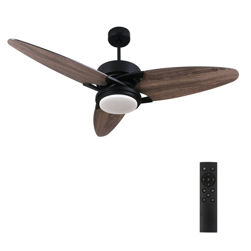 Maddox 52'' Ceiling Fan with Remote, Light Kit Included, Black, Brown