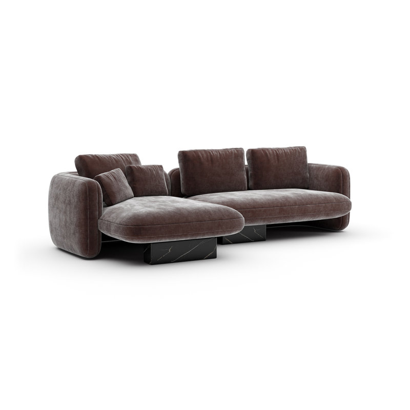 Overlap Left Chaise Sec Small Dk Taupe, Left Hand Facing, Brown Polyester Blend