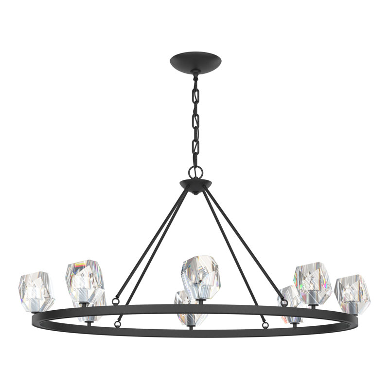 Gatsby 8 - Light Unique Wagon Wheel Chandelier with Crystal Accents, Black