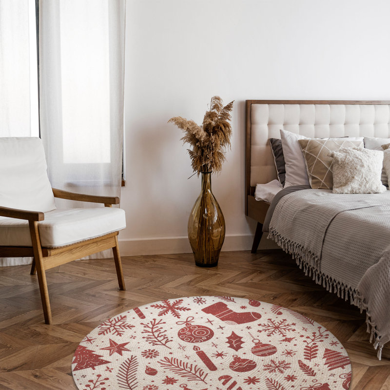 Tapis tressé chatoyant de Noël, Rond 5 pi