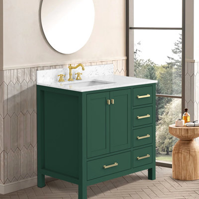 36'', Bathroom Vanity, , Solid Wood Frame, Modern, Freestanding, Basin, Soft - Close Drawers, Lightweight Installation 36 Inch Vanity In Construction, Freestanding Top, Function, Creates A Sleek