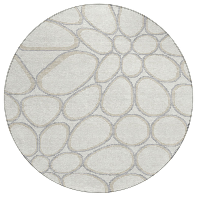 Elantra Ivory Washable Indoor-Outdoor Rug - , 8' x 8'