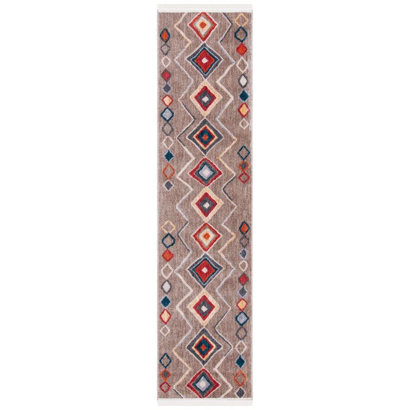 Tapis beige / orange Roisin Southwestern, Tapis de couloir 2 pi 2 po x 7 pi