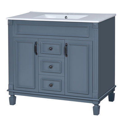 36'' Bathroom Vanity With Top Sink, Modern Bathroom Storage Cabinet With 2 Soft Closing Doors And 2 Drawers, Single Sink Bathroom Vanity