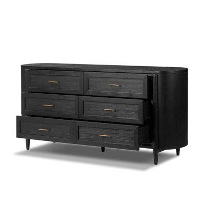 Tolle 6 Drawer Dresser-Drifted Matte Black Veneer