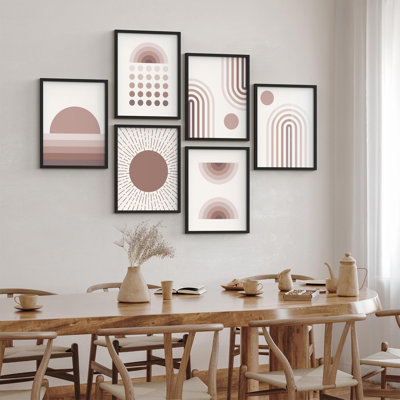 Art mural encadré, ensemble de galerie, collage, formes abstraites neutres dans des tons de terre doux, photographie, décoration moderne pour le salon, la chambre à coucher, le bureau