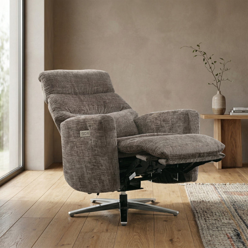 Chandani 68cm Wide Swivel Standard Recliner, Brown