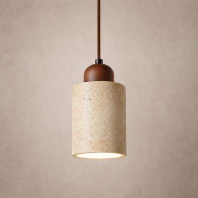 Modern Natural Stone And Wood Pendant Light