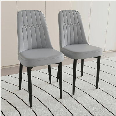 Chaises de salle à manger pour 2 personnes en cuir de polyuréthane de haute qualité de style moderne avec coussins épais et moelleux, chaises de salle à manger, table de salle à manger et ensemble de chaises