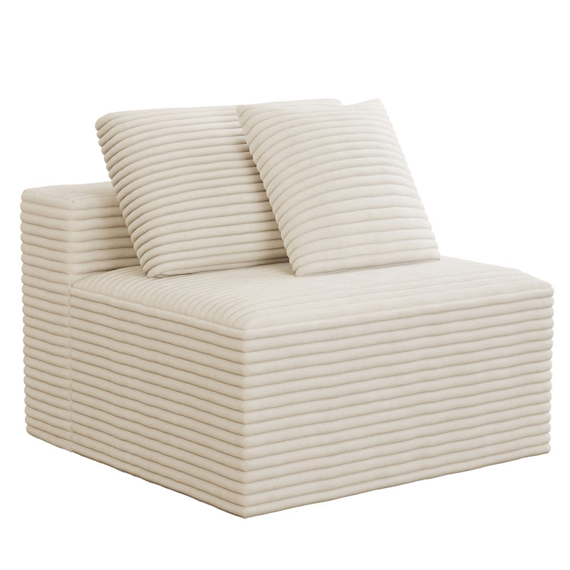 Abdou 35.4" Compression Single Sofa, Corduroy Cloud Couch, White