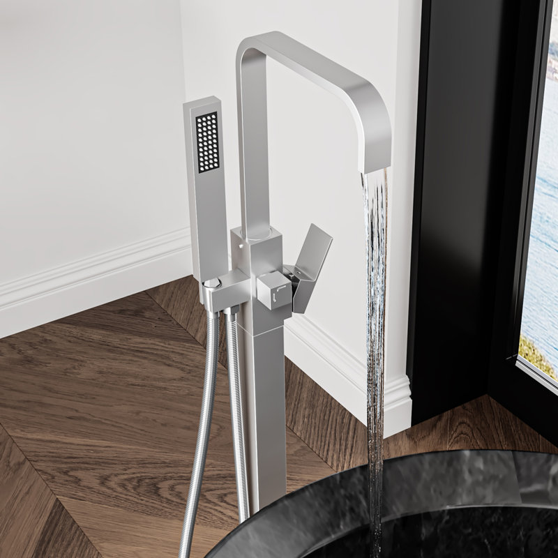 Freestanding Bathtub Faucet Floor Mount Tub Filler Mixer Taps Shower Faucets