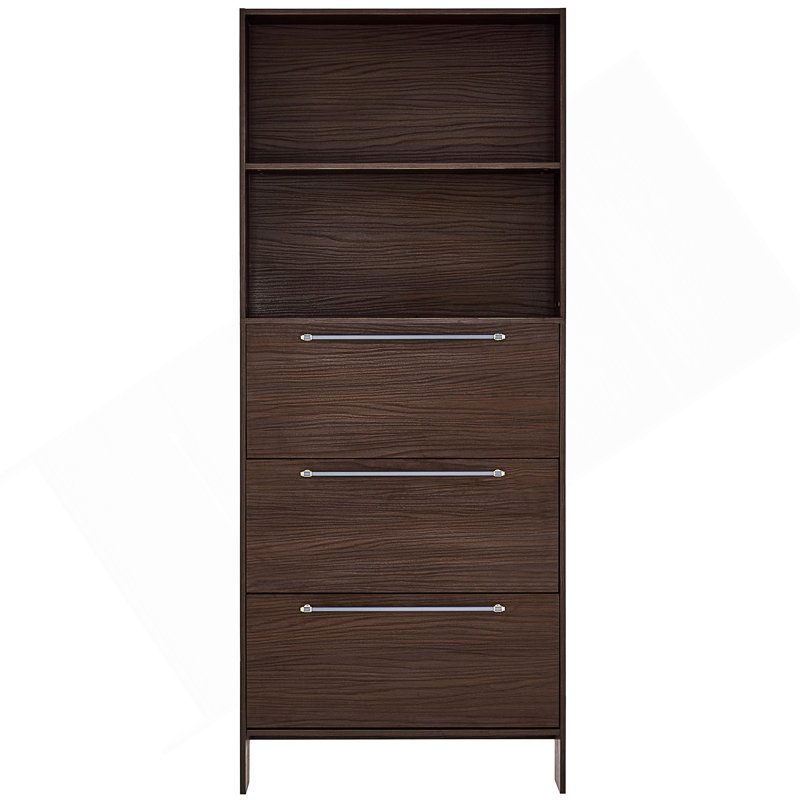 Rangement à chaussures pour 12 paires avec tiroirs rabattables et tablettes supérieures pour un rangement peu encombrant dans le vestibule.