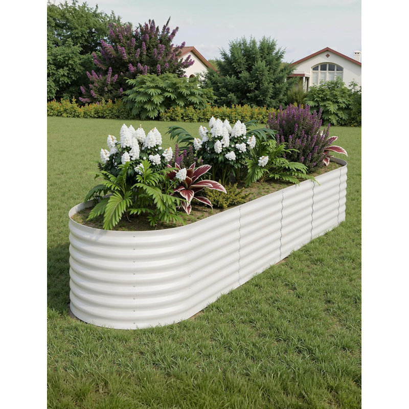 Raised Garden Bed Kits, Outdoor Metal Raised Planter Boxes with Safety Edging for Gardening Vegetables,Fruits,Flower ( 8x4x2ft / 8x2x1.5ft )