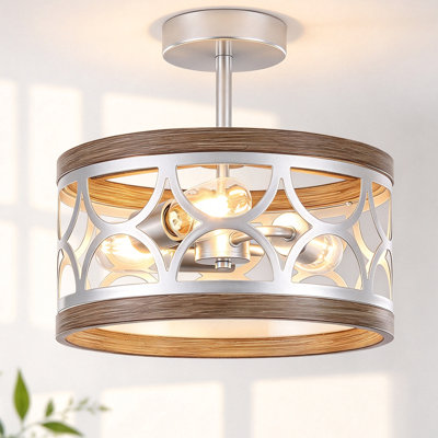  Elgina 3-Light 13 inch Farmhouse Semi Flush Mount Light, Modern Hanging Pendant Lightsfor Dining Room Foyer