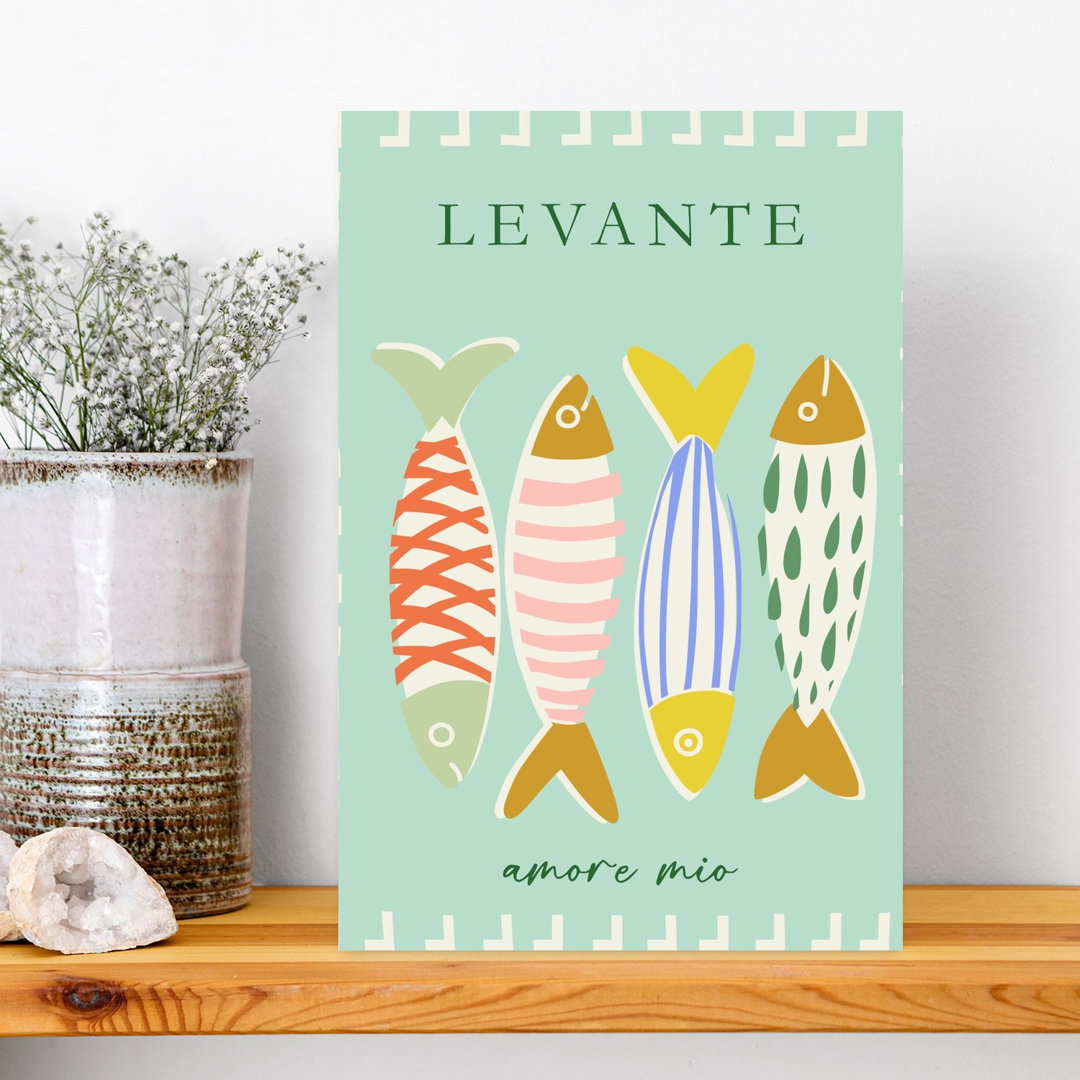 Colorful Mediterranean Sardines Colorful Playful Fish Coastal Ocean Wall Art Print