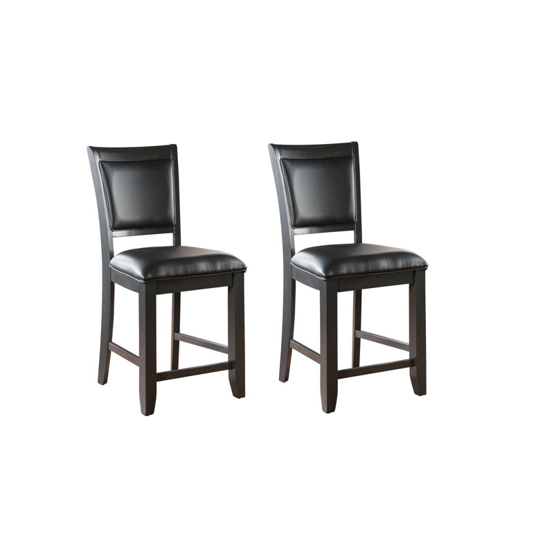 Tabouret de bar American Heritage Westwood - Structure en bois massif au fini grain de poivre avec assise et dossier rembourrés en similicuir noir