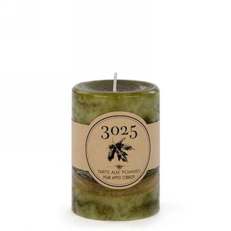 Bougie pilier poire parfumée pomme, H 4 po x l 3 po x P 3 po