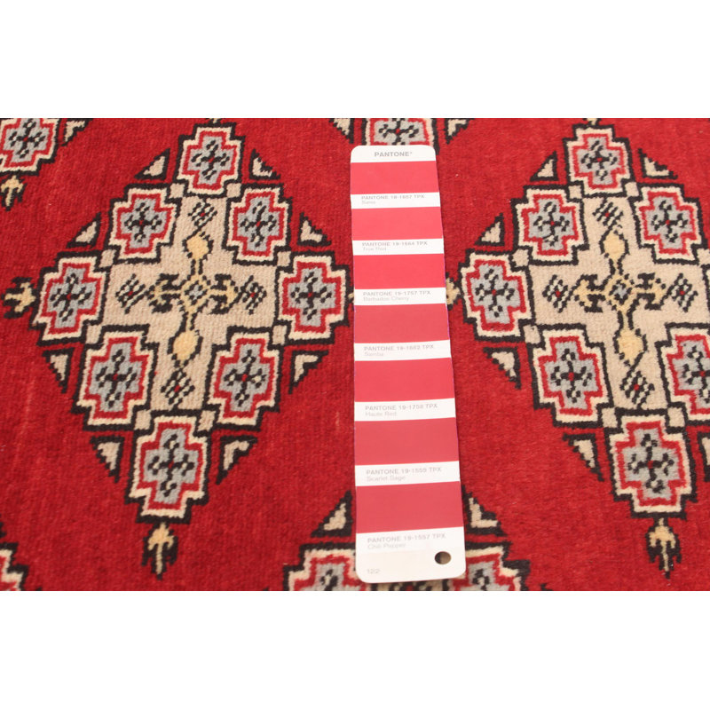 Tapis rouge foncé Maleaha Peshawar Bokhara 3 pi 1 po x 5 pi 0 po