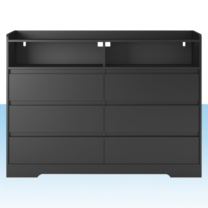 Gaio 51.2'' W 6 - Drawer Dresser, Black