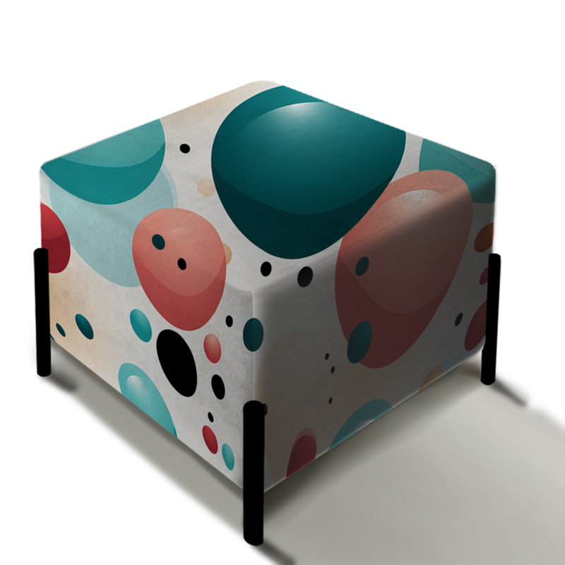 Gingham Charm Polka Dots Pattern - Polka Dots Square Ottoman