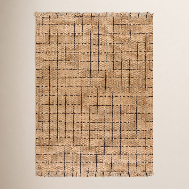 Campana Geometric Hand Woven Jute Area Rug, Rectangle 8' x 10'