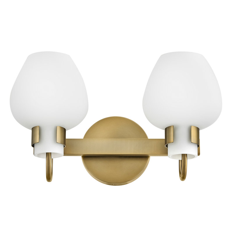 Sylvie 14.75" Two-Light Bath Vanity Fixture, Textured Heritage Brass