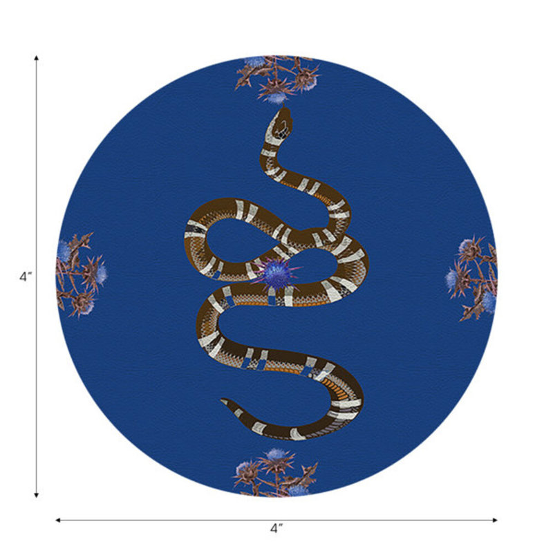 Sous-verres ronds en cuir Thistle and Snake, Bleu