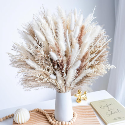 Didadi 96 pièces d'herbe de pampa séchée naturelle, de citrouilles séchées et de fleurs boho pour mariage, arrangements floraux de salon (96 pièces)