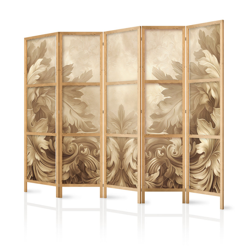 171cm H Solid Wood Folding Room Divider, 171cm H x 225cm W x 1.2cm D, 5