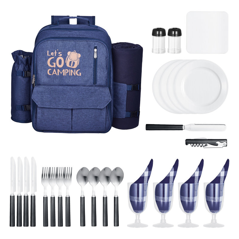 Sac à dos de plage pour 4 personnes avec compartiment glacière bleu marine, Blue