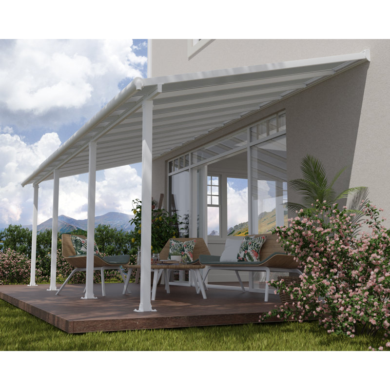 Auvent de patio en polycarbonate, 10 pi x 24 pi, Blanc