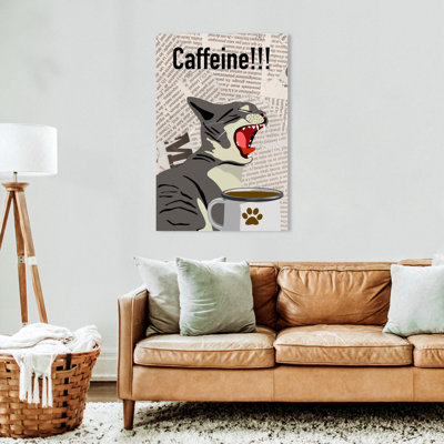 A Cat - Caffeine - 1 pièce, impression sur toile tendue